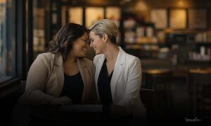 Couple meeting privately to sign a marriage license without a ceremony or guests.