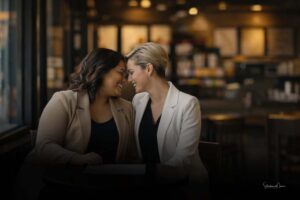 Couple meeting privately to sign a marriage license without a ceremony or guests.