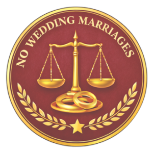 Official seal of No Wedding Marriages providing emergency marriage services for urgent legal situations in Washington, DC, Maryland, and Northern Virginia